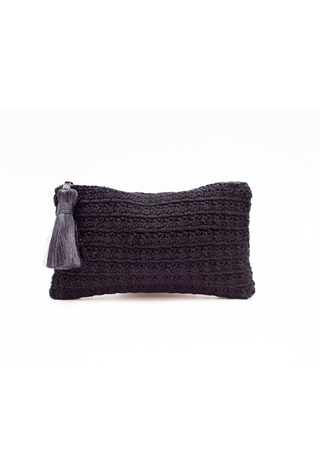 Black Cotton Crochet Clutch